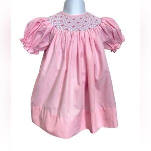 Tricia Pink Gingham Smocked Baby Dress Size 6M